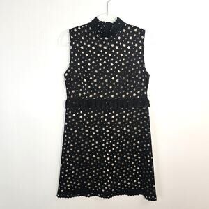 Miu Miu Black Star Cutout Embroidered Sleeveless Mini Dress Italian Size 42